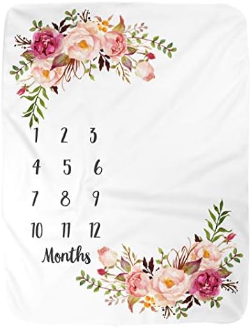 BUTTZO Milestone Blanket - Monthly Growth Fleece Blanket for Baby