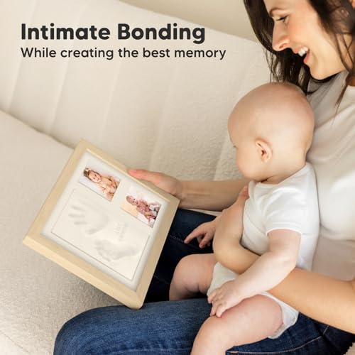 KeaBabies Baby Hand Footprint Kit - Quick Dry Clay Ash Wood Frame Personalized Keepsake