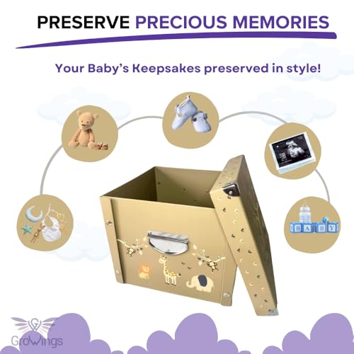 GroWings Baby Keepsake Box - Durable Collapsible Large Memory Storage