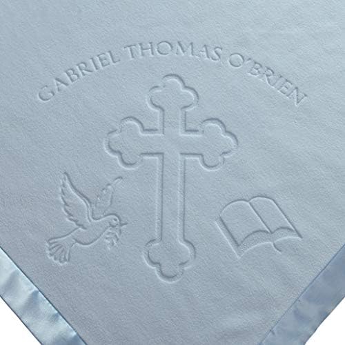 Custom Catch Personalized Baptism Baby Blanket for Boy - Blue 1 Text Line