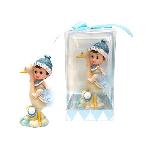 Lunaura Baby Keepsake Set of 12 Boy Stork Favors Blue