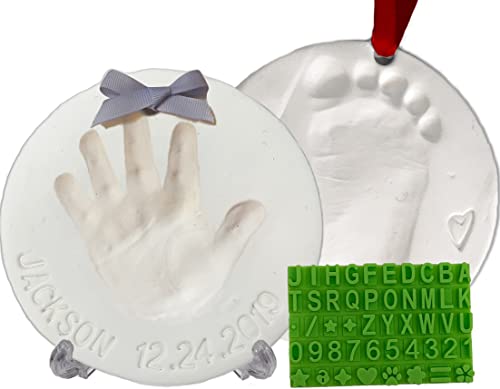 Baby Mushroom Handprint Footprint Keepsake Ornament Kit Makes 2 - Bonus Stencil 2 Easels