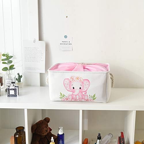 INough Large Pink Elephant Baby Basket - Collapsible Waterproof
