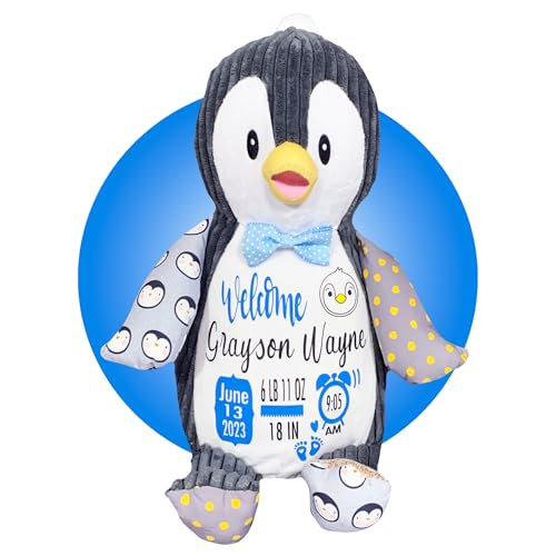 Personalized Baby Stats Penguin Plushie - Birth Announcement Keepsake 1