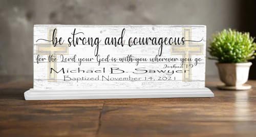 Custom Baptism Plaque With Name and Date - Solid Wood Keepsake