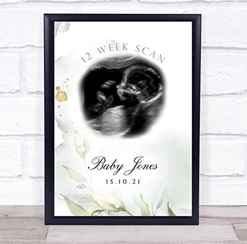 Watercolor Leaves Baby Scan Keepsake Print Gift