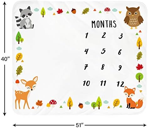 Tebaby Baby Monthly Milestone Blanket - 51x40 Inch Unisex Growth Chart Blanket