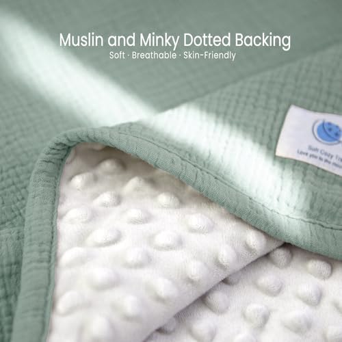 lulumoon Baby Blanket - Minky Dot Muslin 30x40