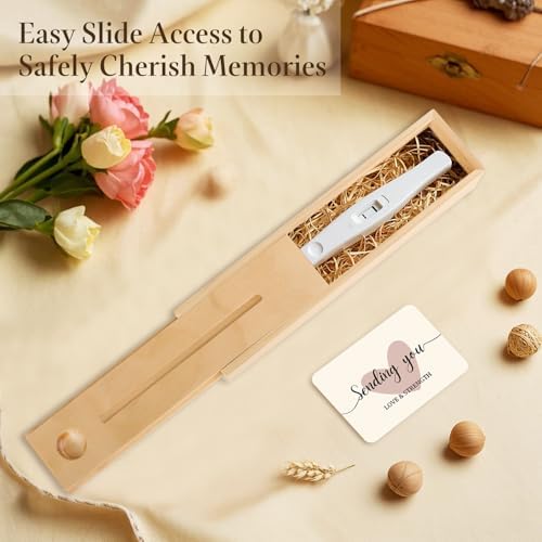 Ceiner Wooden Pregnancy Test Keepsake Box with Angel Wings Ornament