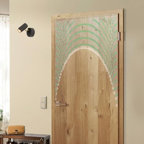 Green Beaded Curtain for Doorway and Window with Stainless Steel Strings