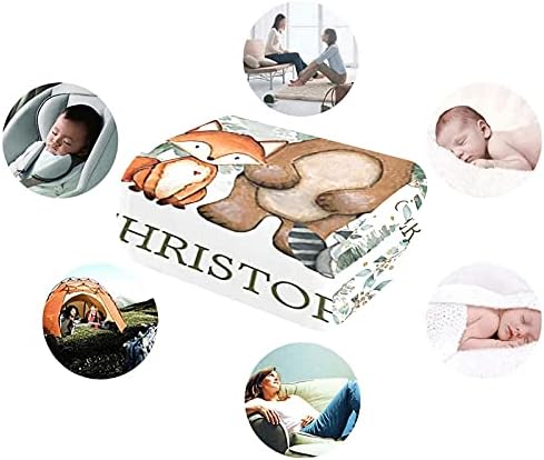 Personalized Baby Blanket with Name and Animals