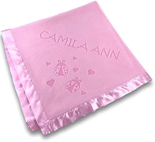 Custom Catch Personalized Girl Pink Baby Blanket with Flower Design