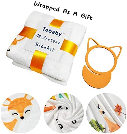 Tebaby Baby Monthly Milestone Blanket - 51x40 Inch Unisex Growth Chart Blanket