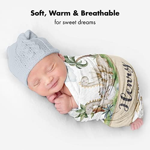 Personalized Dinosaur Baby Blanket with Name and Custom Design