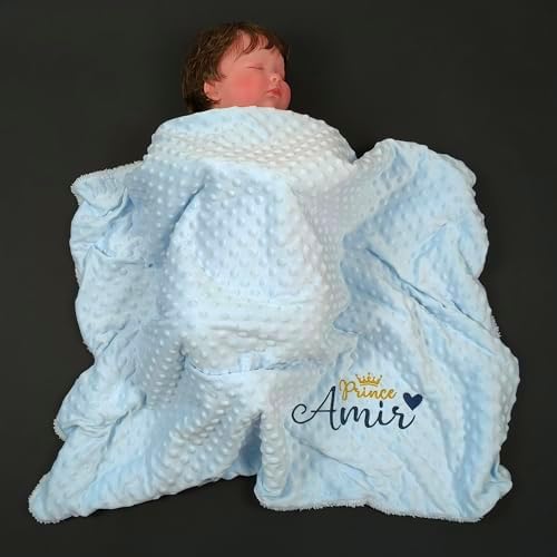 Personalized Baby Blanket for Boys with Name - Ultra Soft Minky Fleece