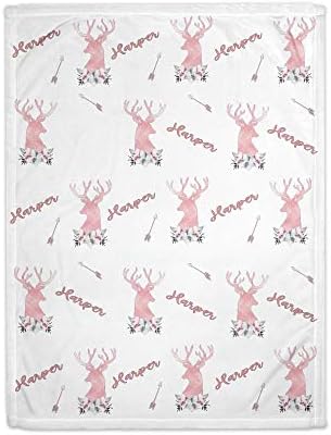 Personalized Baby Deer Blanket for Girls with Name