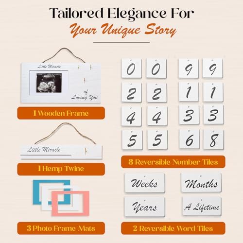 YelloIris White Ultrasound Sonogram Frame with Countdown Tiles