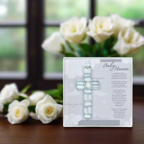 Baby in Heaven Clear Mosaic Handmade Cross - Infant Loss Sympathy Gift