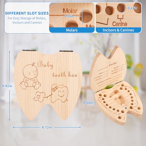 Annhua Wooden Baby Tooth Keepsake Box for Kids