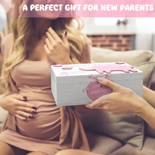 Soaoo 3D Wooden Baby Keepsake Box Pink