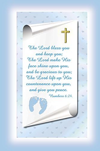 Christening Gift Frame for Baby Boy Blue Theme with Numbers Verse