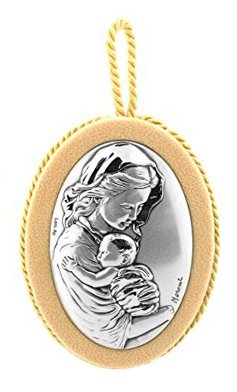 Venerare Silver-Plated Crib Medal Blessed Mother and Infant Jesus