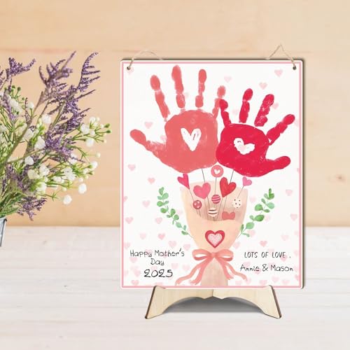 Pink Floral Bouquet Baby Handprint Sign
