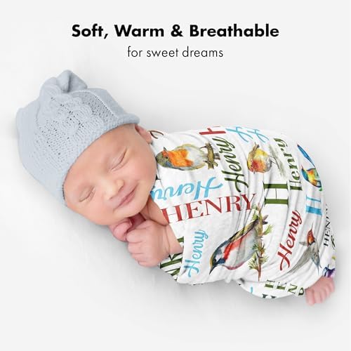 VibeCustom Personalized Bird Baby Blanket with Name