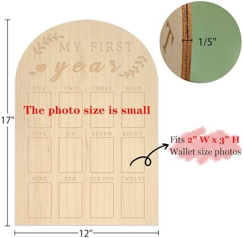 My First Year Photo Display Wood Board - 12 Months Baby Milestone Frame