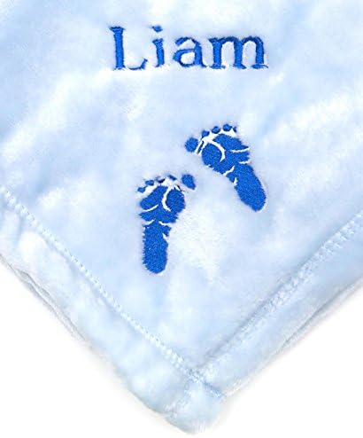 Personalized Monogrammed Baby Feet Tahoe Fleece Blanket Blue 1