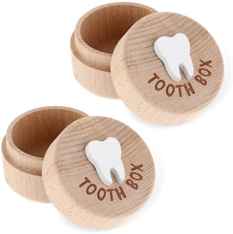 ZEYIYER 2PCS Tooth Fairy Wooden Holder Box