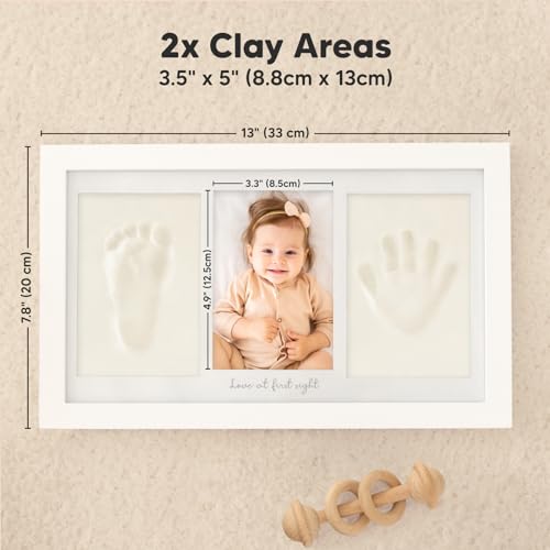 KeaBabies Baby Hand and Footprint Kit - Clay Keepsake Frame