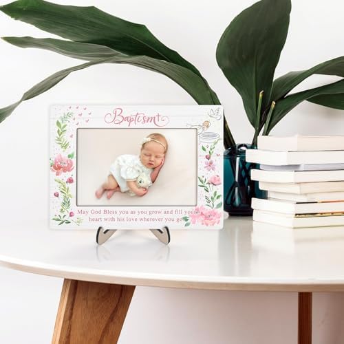 Baptism Gift Photo Frame for Godchild - 4x6 Inch Pink