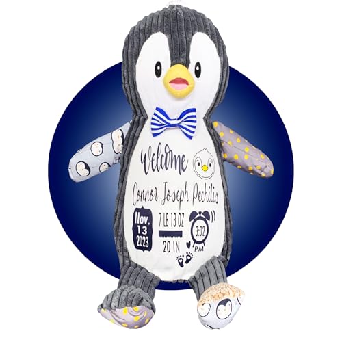 Personalized Baby Stats Penguin Plushie - Birth Announcement Keepsake 1