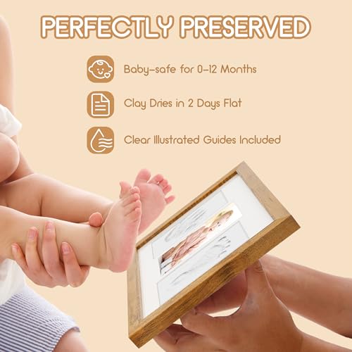 Cadolen Baby Footprint Kit with Wooden Frame