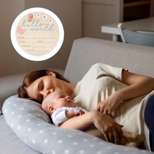 Hello World Newborn Sign 59 Inch Wooden Wall Plaque