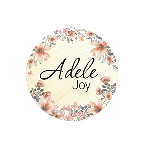 Peach Flowers Baby Name Reveal Sign Set of 2
