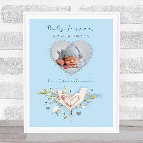 The Card Zoo New Baby Blue Boy Heart Photo Keepsake Gift