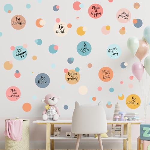 TaoBary 288 Pcs Polka Dot Wall Sticker with Motivational Quotes