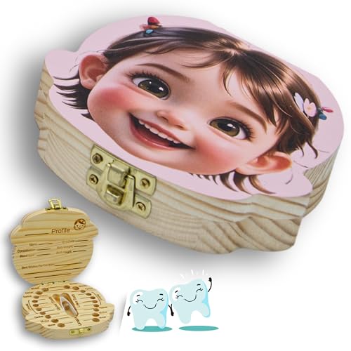 Personalized Wooden Baby Tooth Fairy Keepsake Box with Lanugo Bottle 1