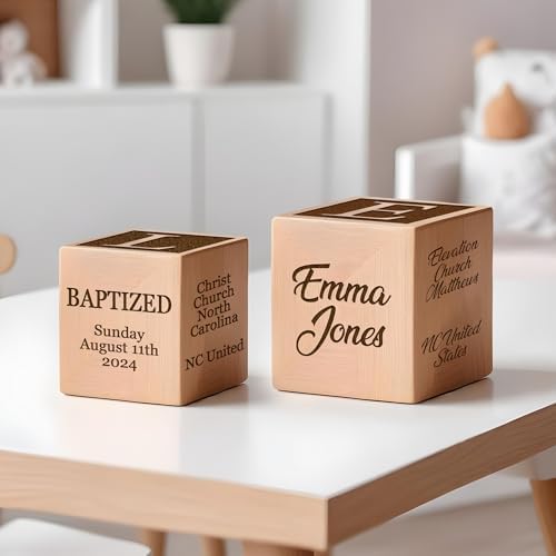 Custom Laser Engraved Baby Baptism Wood Block
