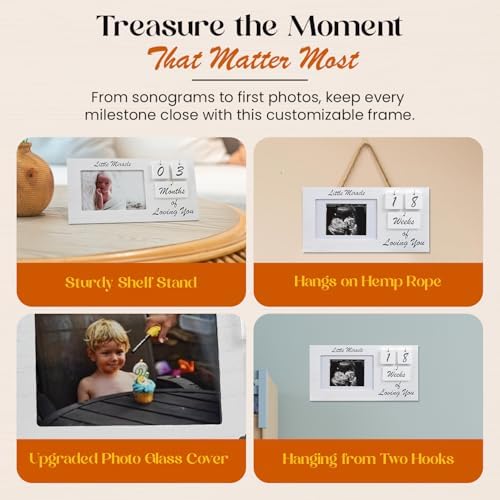 YelloIris White Ultrasound Sonogram Frame with Countdown Tiles