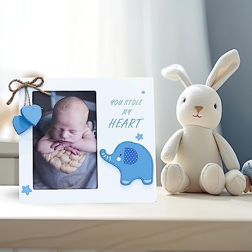 Baby Boy You Stole My Heart Newborn Wooden Frame Blue