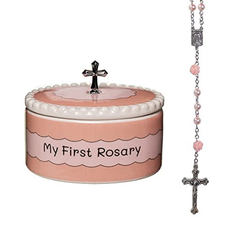 Cascade Goods Girls First Pink Rosary Keepsake Box