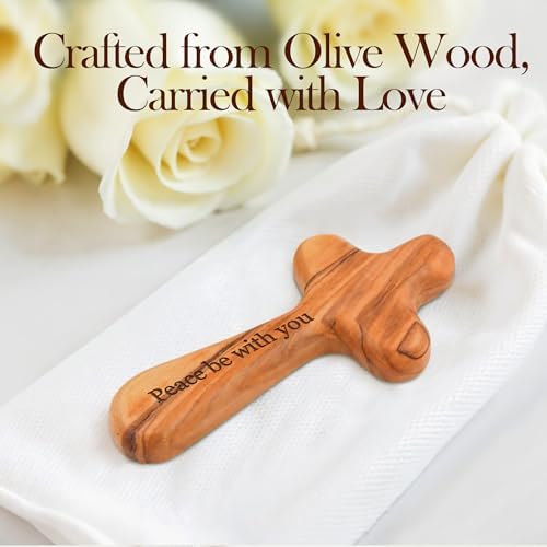 Personalized Olive Wood Cross with Name - 4 Inch Handcrafted Christian Keepsake