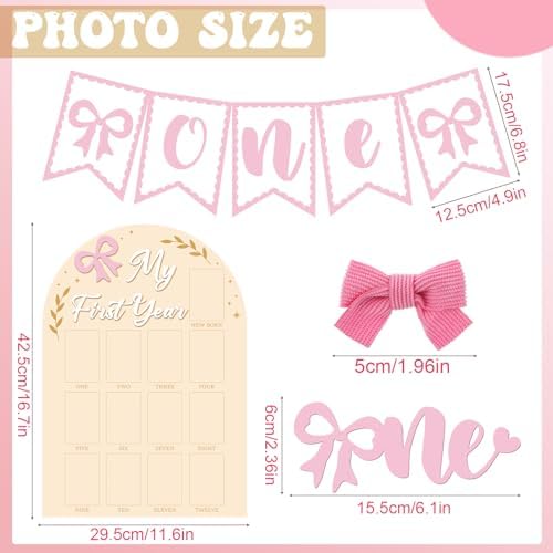 My First Year 3D Coquette Pink Bow Milestone Frame Board