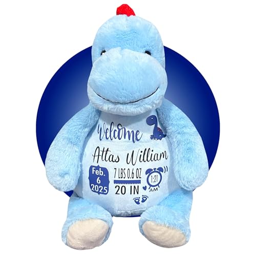 Baby Birth Stats Plush Dinosaur - Personalized Keepsake with Free Gift Wrapping