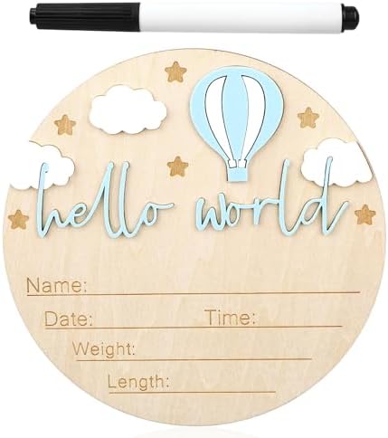 Gosknor Wooden Baby Welcome Sign with Pen