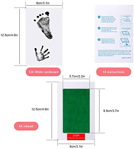 Outus 18-Piece Baby Inkless Handprint Footprint Kit with 12 Cards