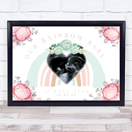 Floral Pastel Rainbow Baby Scan Photo Keepsake Frame